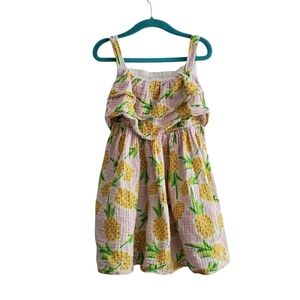 Pastourelle NYC Pink Pineapple Gauzey Cotton Summer Ruffle Dress